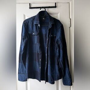 G-Star - Navy Plaid Lightweight Shirt Jacket - Slim Fit S